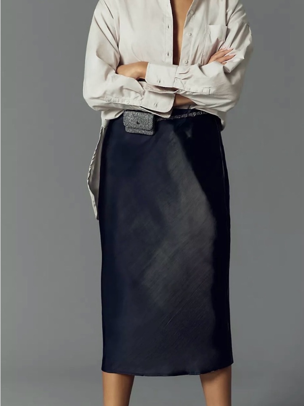 NEW By Anthropologie Liquid Shine Bias-Cut Skirt size M - Picture 1 of 8